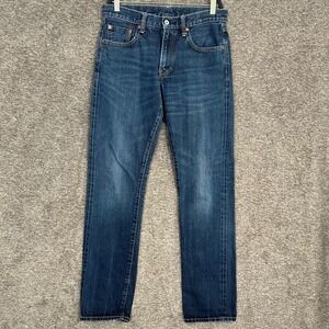 Uniqlo Regular Straight Jean Middle Rise Dark Wash Denim 30x34 Red Line Selvedge